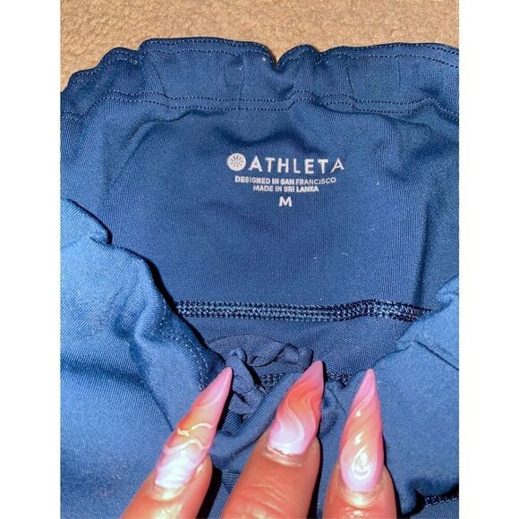 Athleta Blue 7/8 cropped leggings with side zipper pocket Size Medium - Picture 3 of 7